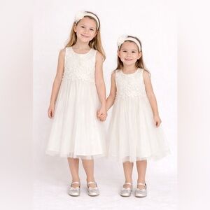 Popatu lace overlay tulle & satin party dress, sizes 4 & 5, MSRP $43